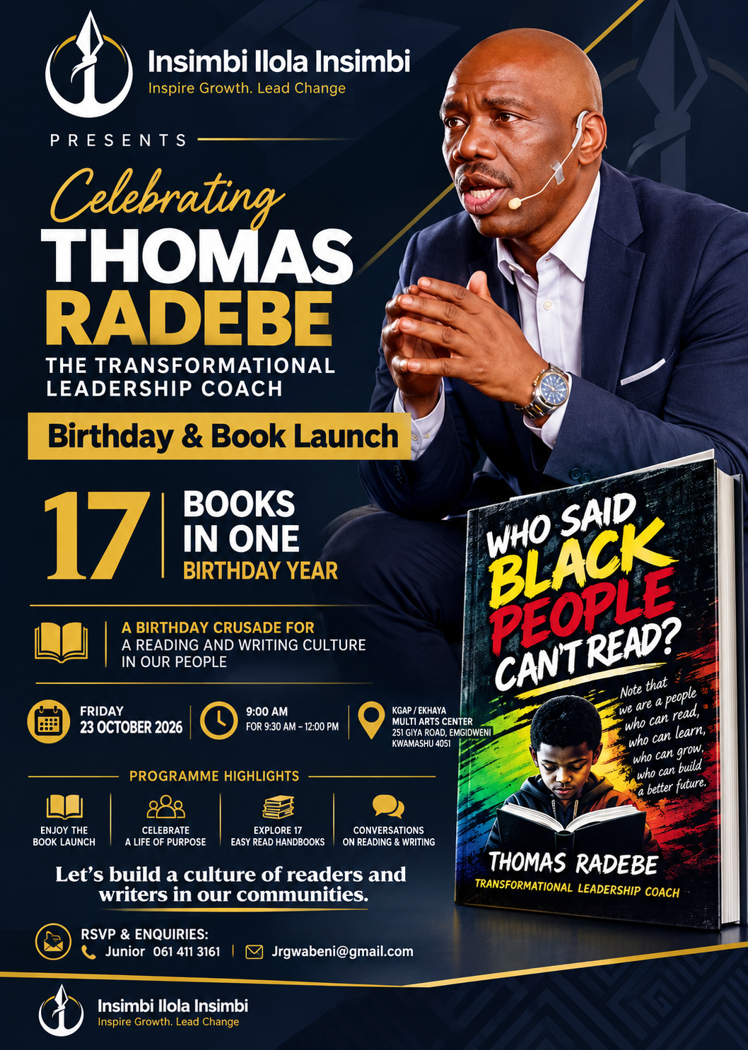 Birthday & Book Launch poster